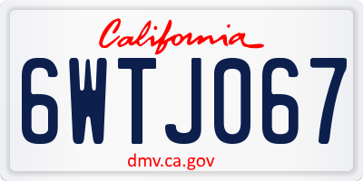 CA license plate 6WTJ067