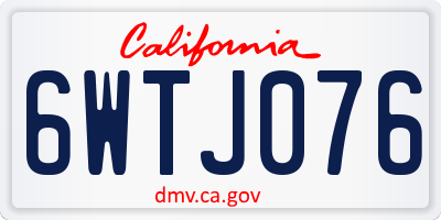 CA license plate 6WTJ076