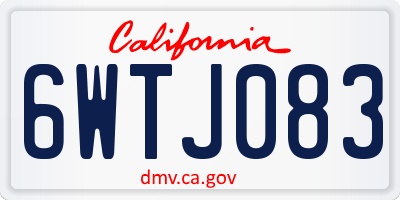 CA license plate 6WTJ083