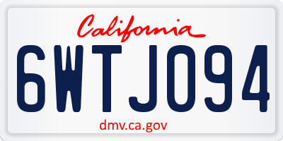 CA license plate 6WTJ094