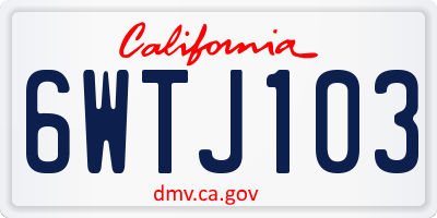 CA license plate 6WTJ103