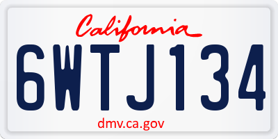CA license plate 6WTJ134