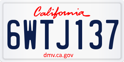 CA license plate 6WTJ137