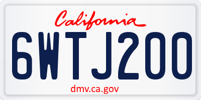 CA license plate 6WTJ200