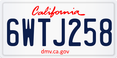 CA license plate 6WTJ258