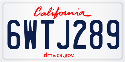 CA license plate 6WTJ289