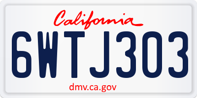 CA license plate 6WTJ303