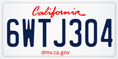 CA license plate 6WTJ304