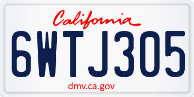 CA license plate 6WTJ305