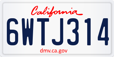 CA license plate 6WTJ314