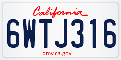 CA license plate 6WTJ316