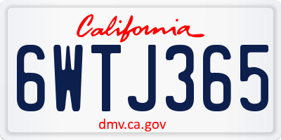CA license plate 6WTJ365