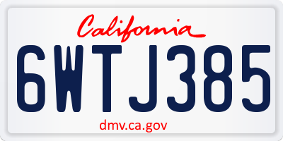 CA license plate 6WTJ385