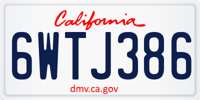 CA license plate 6WTJ386