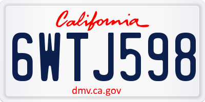 CA license plate 6WTJ598