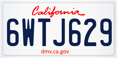 CA license plate 6WTJ629