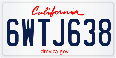 CA license plate 6WTJ638