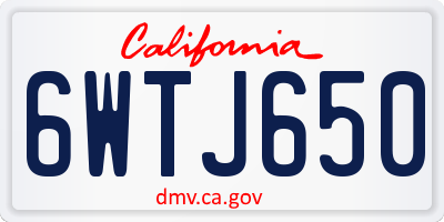 CA license plate 6WTJ650