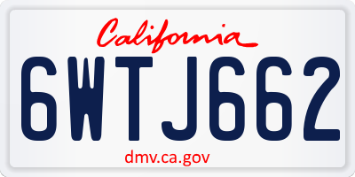 CA license plate 6WTJ662