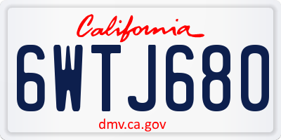 CA license plate 6WTJ680