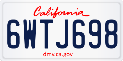 CA license plate 6WTJ698