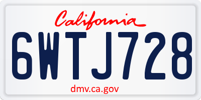 CA license plate 6WTJ728