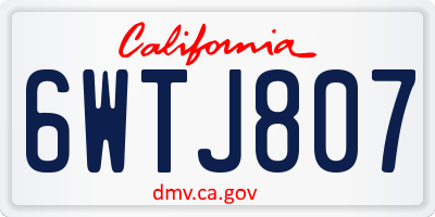 CA license plate 6WTJ807