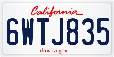 CA license plate 6WTJ835