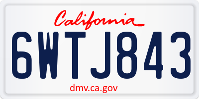 CA license plate 6WTJ843