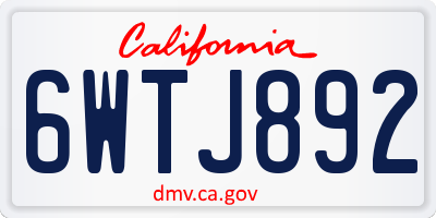 CA license plate 6WTJ892