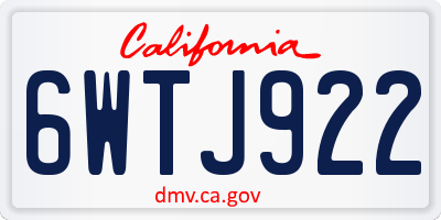 CA license plate 6WTJ922