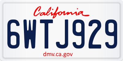 CA license plate 6WTJ929