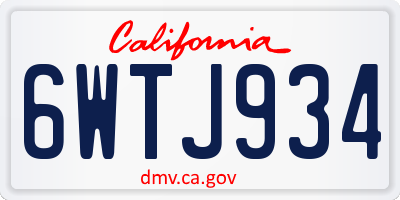 CA license plate 6WTJ934