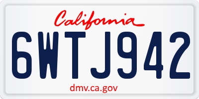 CA license plate 6WTJ942
