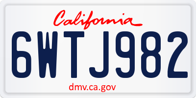 CA license plate 6WTJ982