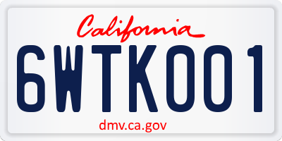 CA license plate 6WTK001