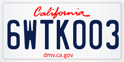 CA license plate 6WTK003