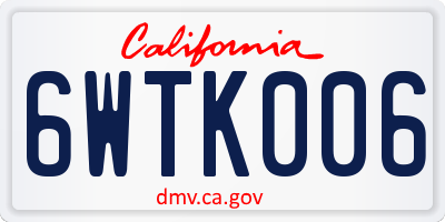 CA license plate 6WTK006