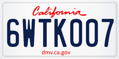 CA license plate 6WTK007
