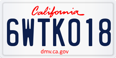 CA license plate 6WTK018