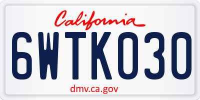 CA license plate 6WTK030