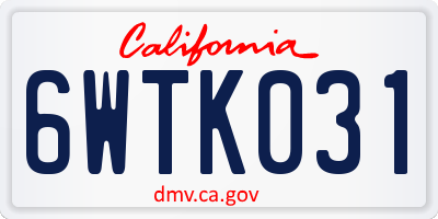 CA license plate 6WTK031