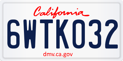 CA license plate 6WTK032