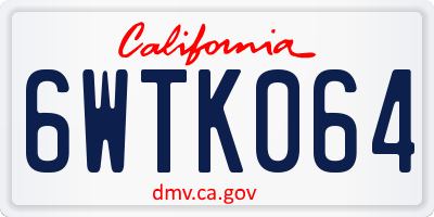 CA license plate 6WTK064