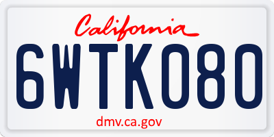CA license plate 6WTK080
