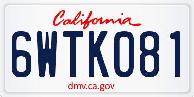 CA license plate 6WTK081