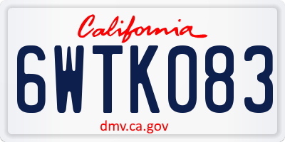 CA license plate 6WTK083