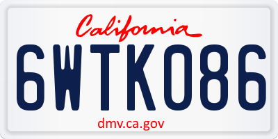 CA license plate 6WTK086
