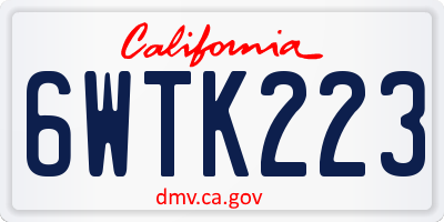 CA license plate 6WTK223