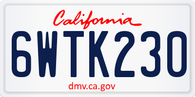 CA license plate 6WTK230